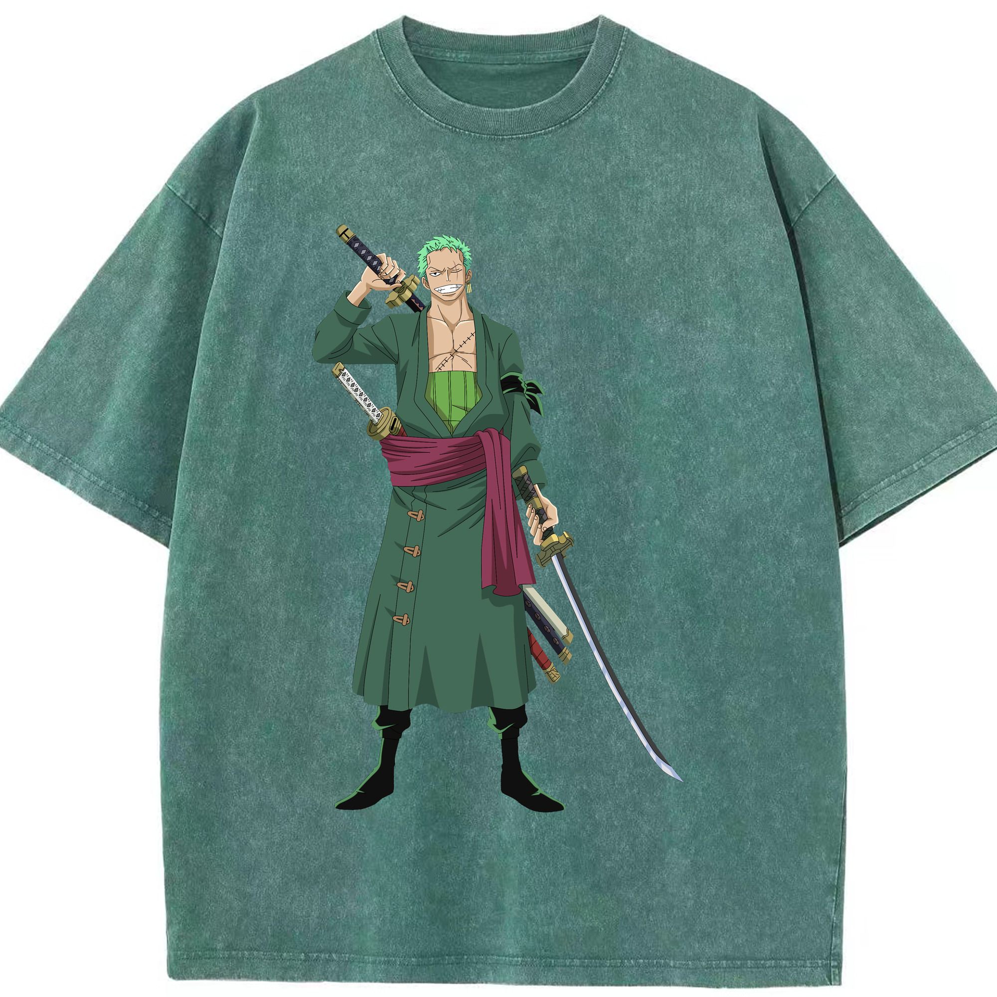 ワンピース ロロノア・ゾロ ONE PIECE Roronoa Zoro 綿100% ヴィンテージ風 半袖Tシャツ（フロントプリント）